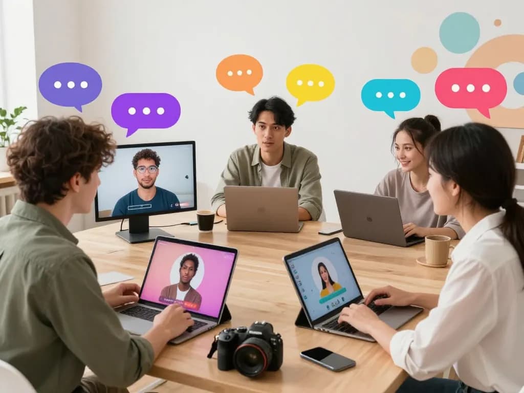 Exciting sex chat environment with avatars and vibrant conversation bubbles.