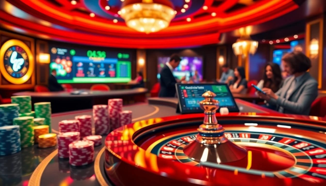 Experience the excitement at ta88 trang chủ with vibrant casino tables, roulette wheels, and poker chips.