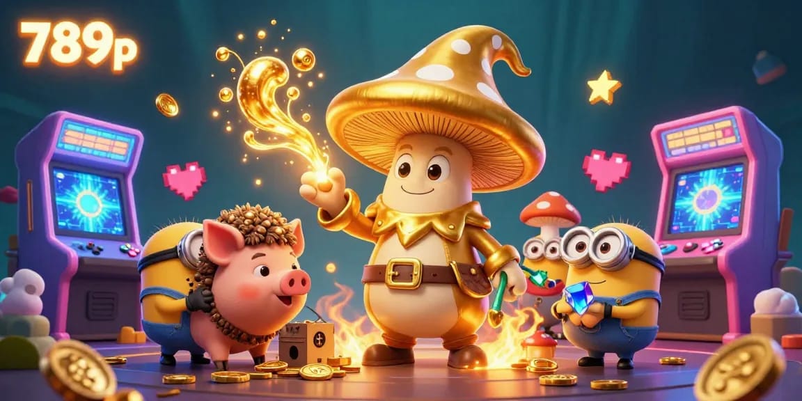 Engage in exciting gameplay at 789p with stunning 3D visuals of a magical golden wizard and treasure-hunting pig.