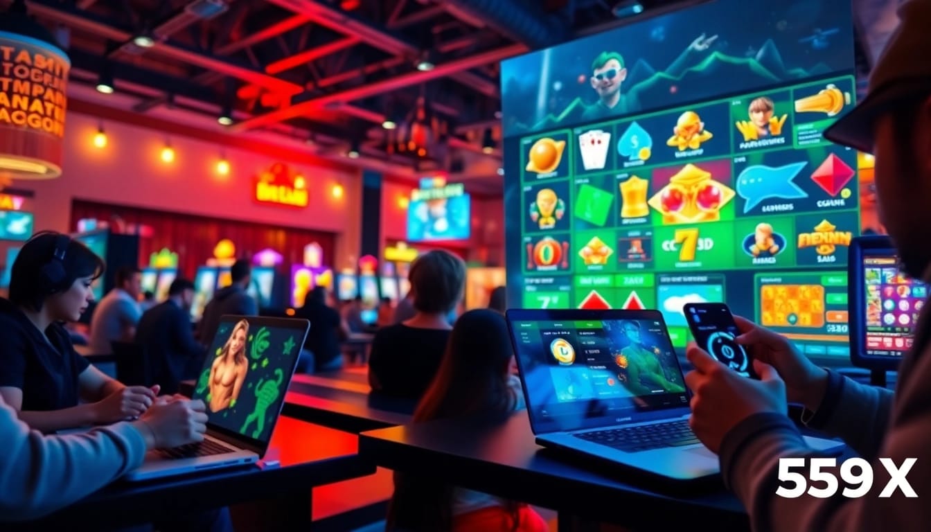 Engaging online gaming experience at 559X showcasing diverse players and a safe, user-friendly interface.