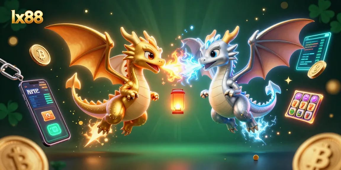 Experience thrilling gaming moments at lx88 with cartoon dragons and crypto elements.