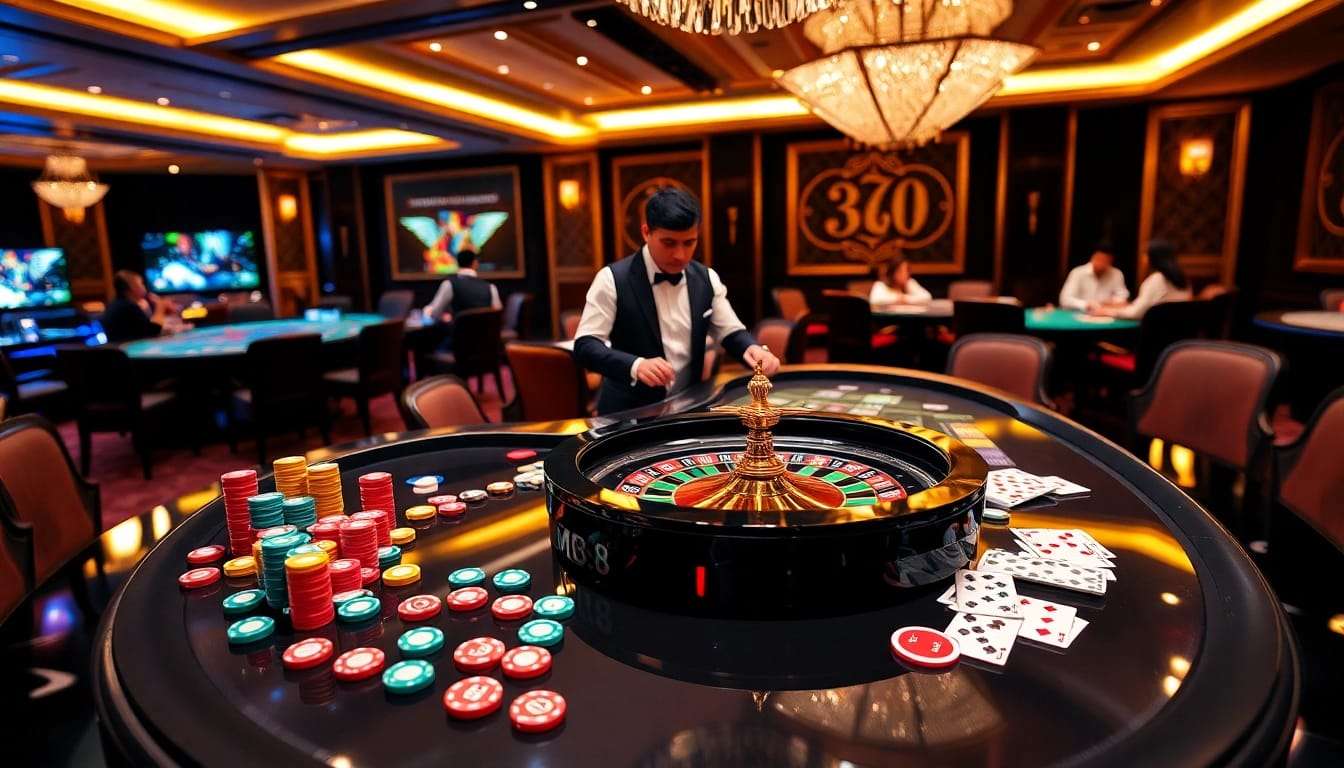 Experience the excitement of MM88 at a luxurious casino table with vibrant games and professional dealers.