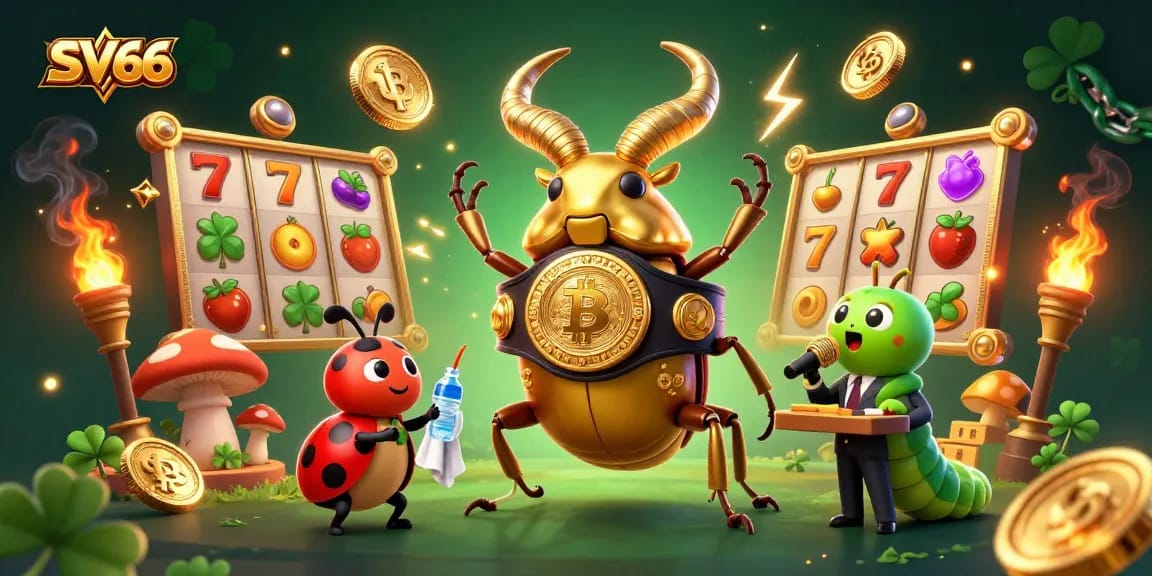 Experience thrilling slot games with SV66, featuring a vibrant boxing beetle and exciting elements.