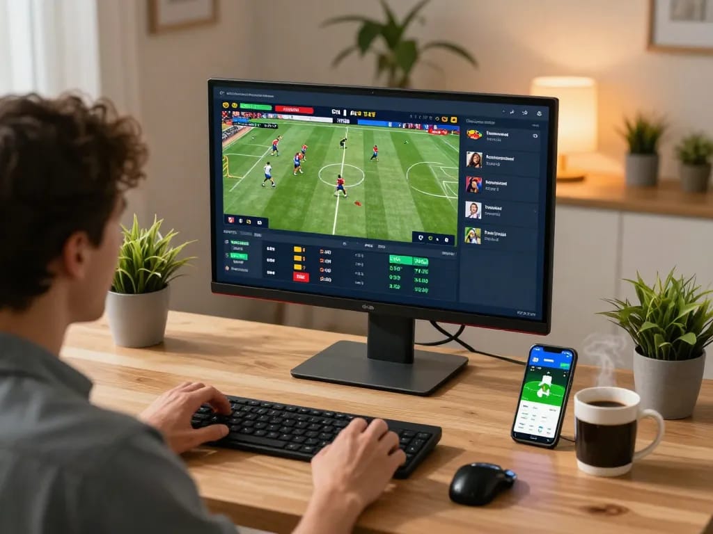 Person engaged in live betting on debet67.com, showcasing thrills of online sports wagering.