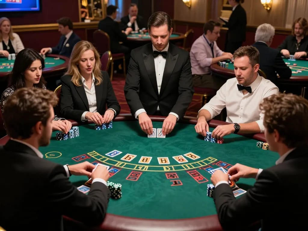 Engaging live dealer blackjack gameplay showcasing TT88 strategy and excitement with players focused on winning.