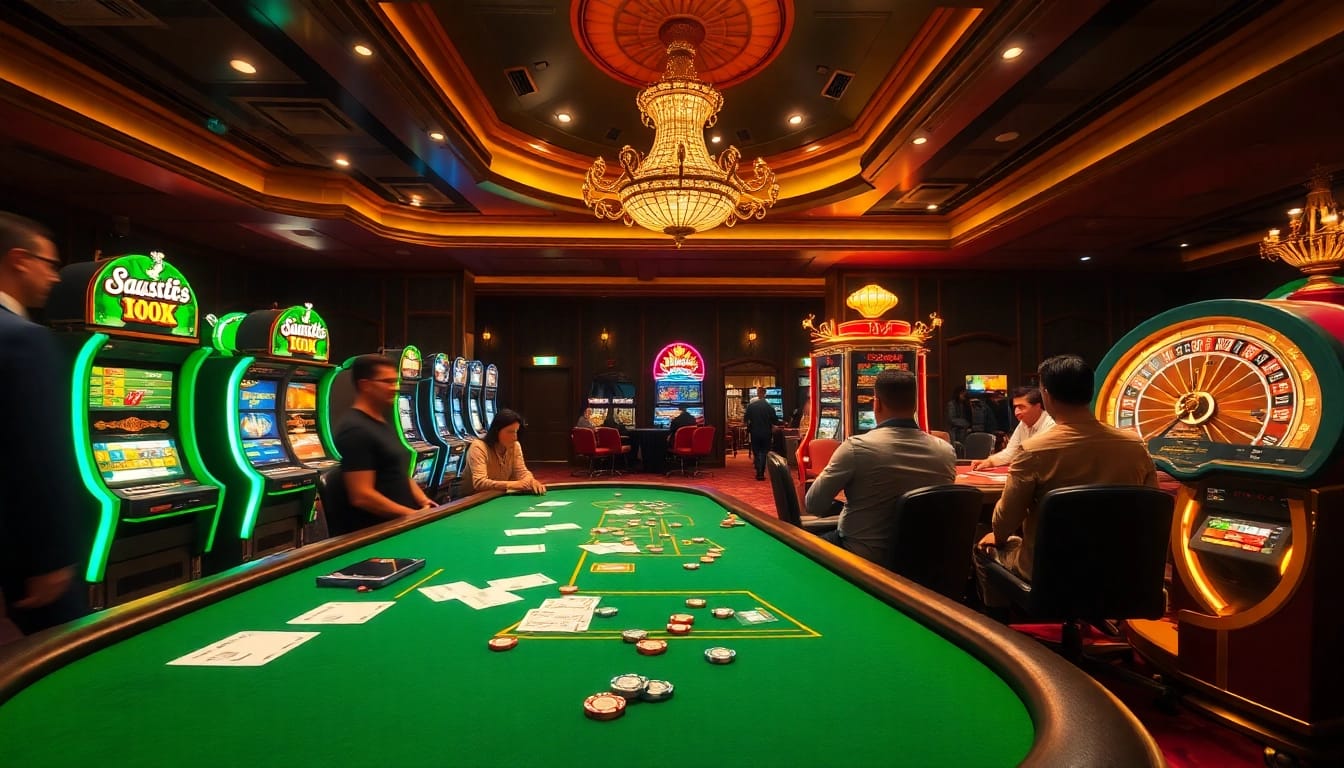 Engage in thrilling gambling action at https://123win.free/ with poker, slots, and roulette in a luxurious casino scene.