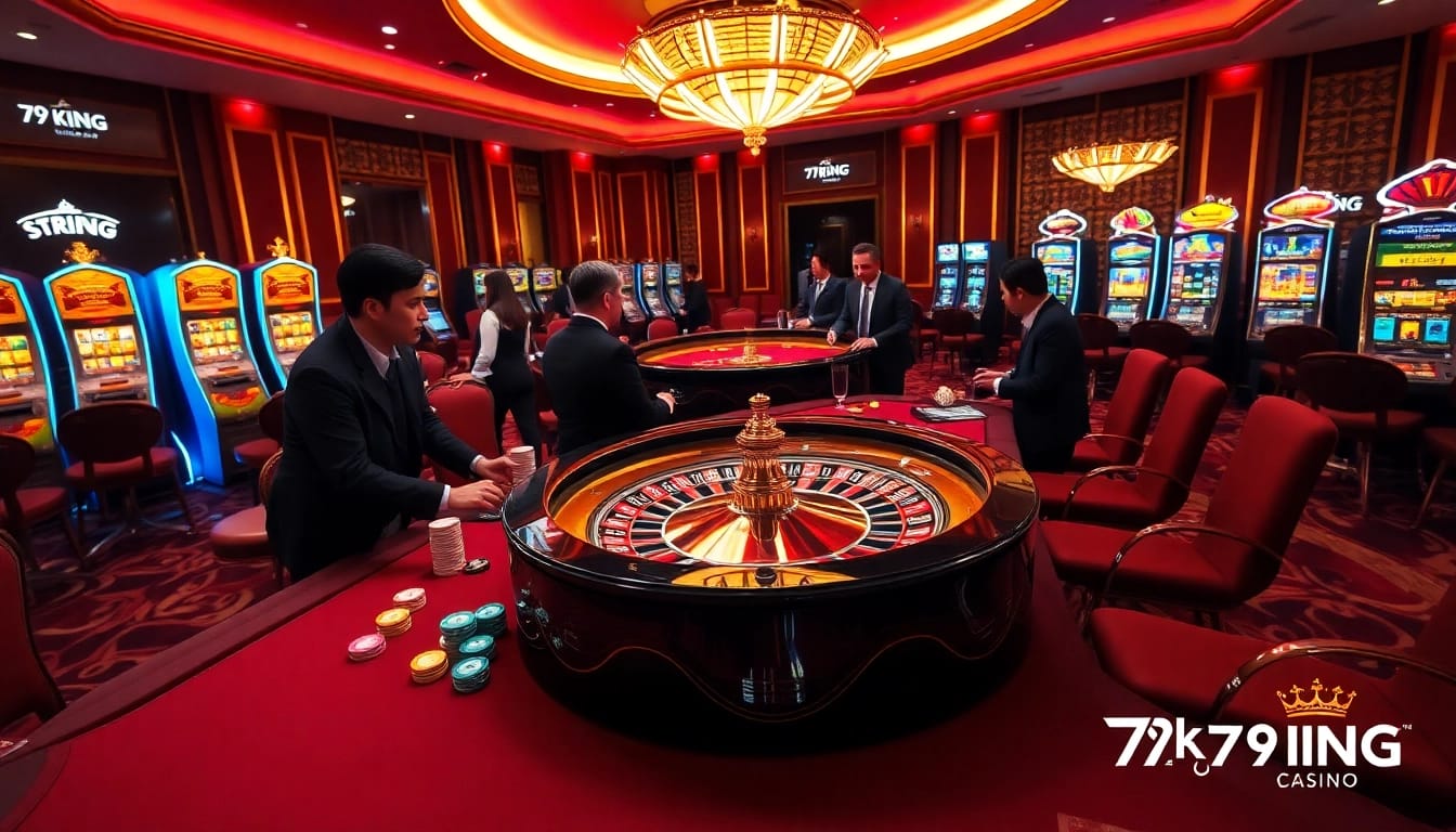 Players enjoying an exciting game at the 79KING casino table featuring luxury décor.