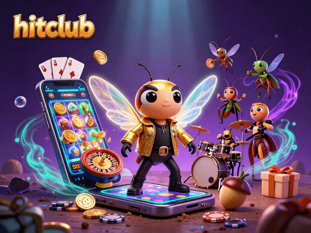 Join hitclub's exciting gaming scene with vibrant 3D characters and dynamic casino elements.