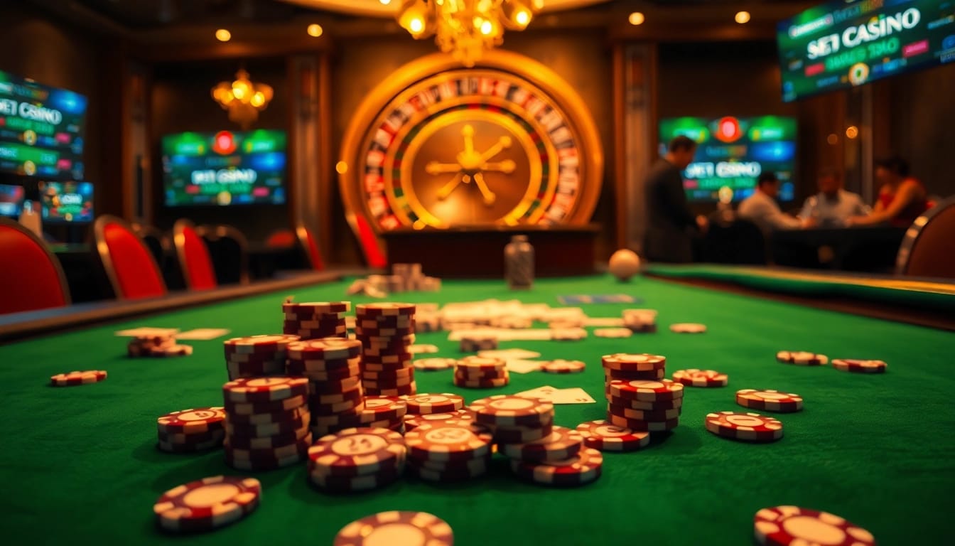 Experience the excitement of s8casino with high-stakes poker and roulette bets in a luxurious casino setting.