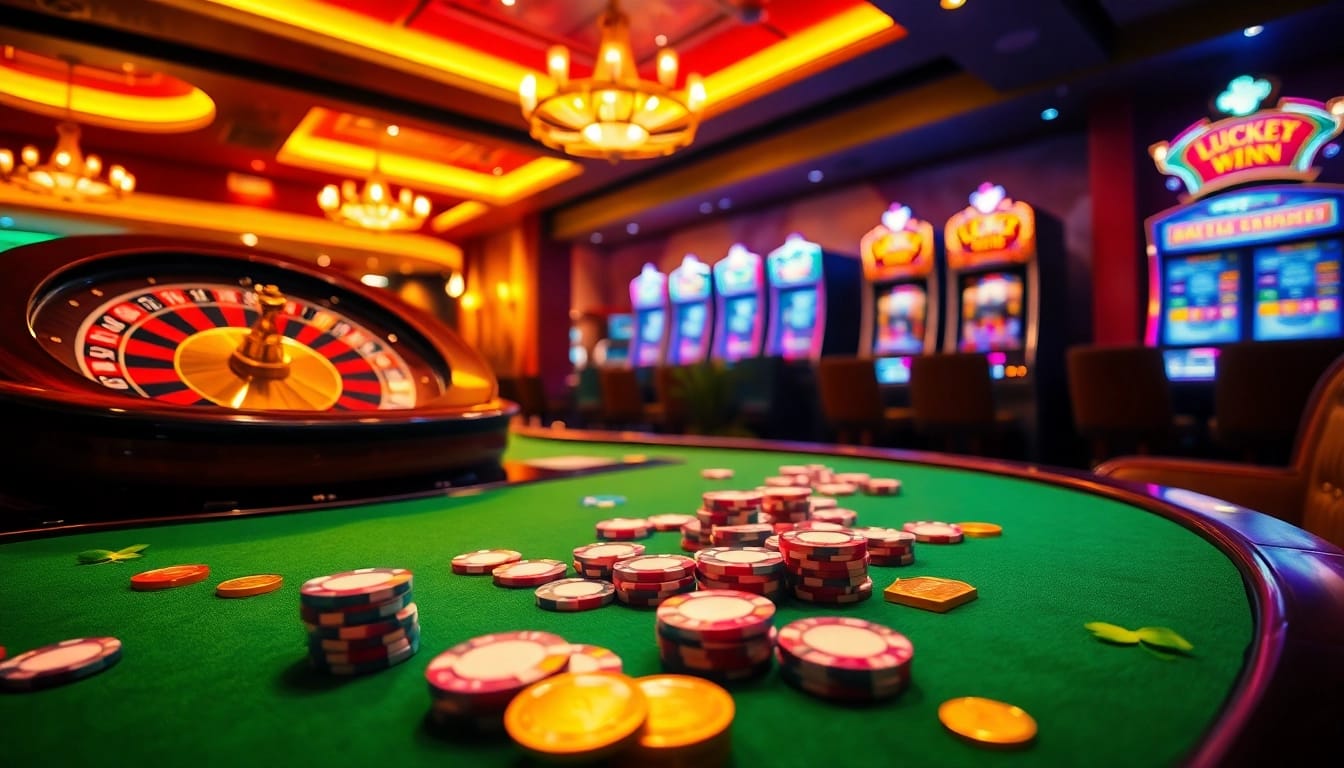 Experience the thrill of a lucky win at a vibrant casino with engaging games and dazzling atmosphere