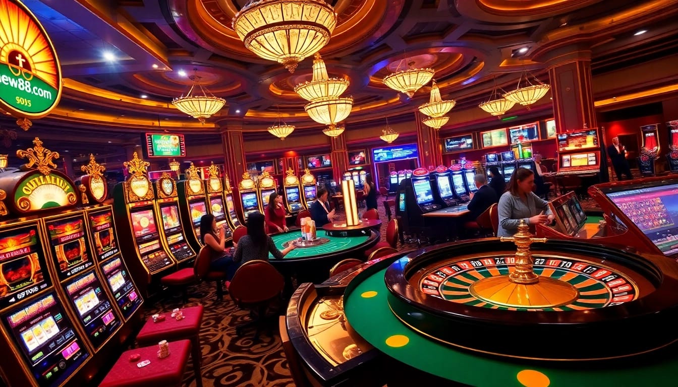 Experience the thrill of casino games at new88.com with vibrant slot machines and exciting tables.