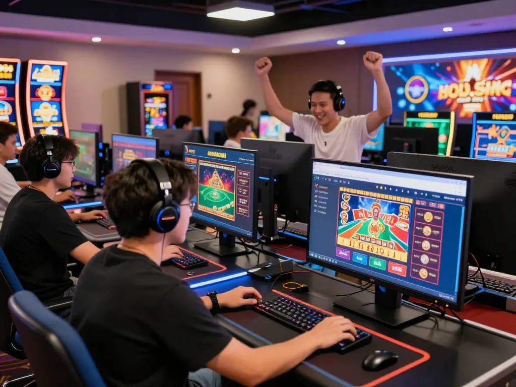 Online casino players engaged at https://23win.watch/ celebrating wins in an immersive gaming environment.