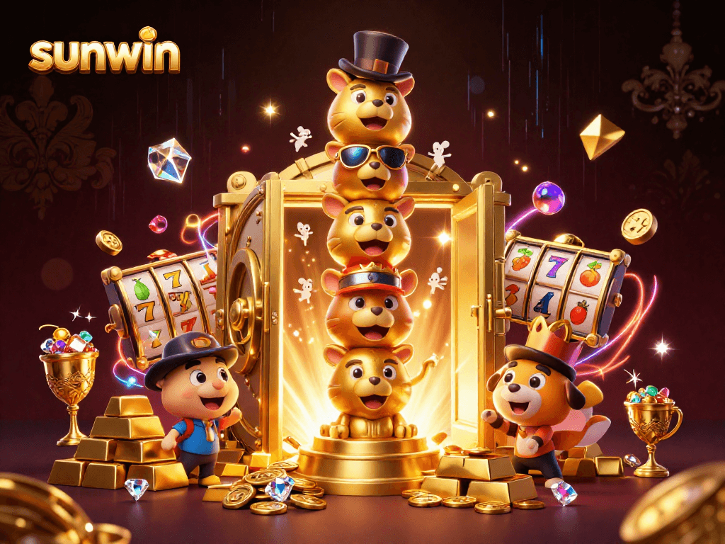 Engage with sunwin's thrilling slot gaming features amidst vibrant 3D illustrations.