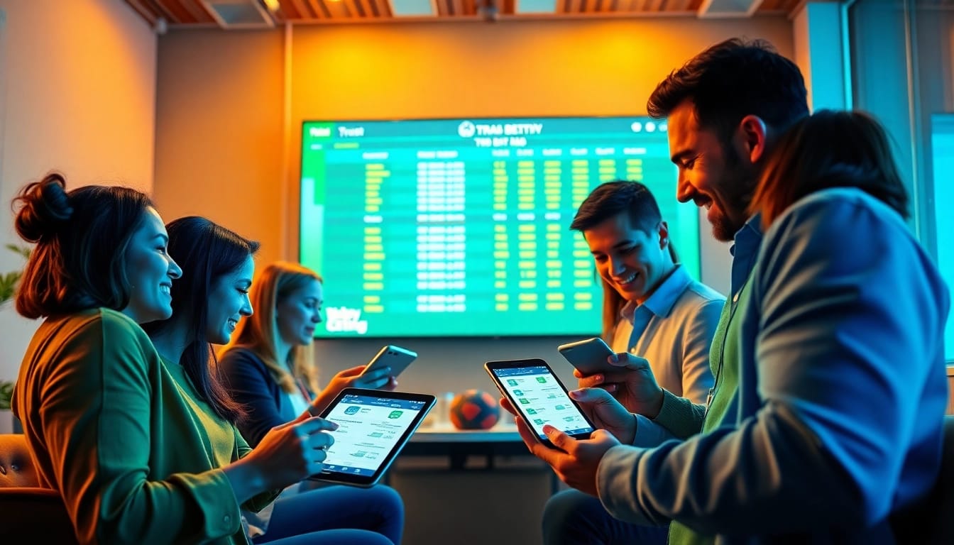 Dynamic online betting scene with individuals exploring nhacaiuytin in a secure environment.