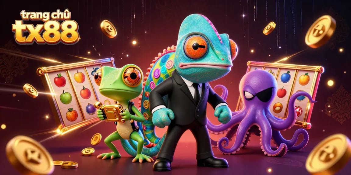 Experience excitement on trang chủ tx88 with a vibrant 3D illustration of casino gaming elements.