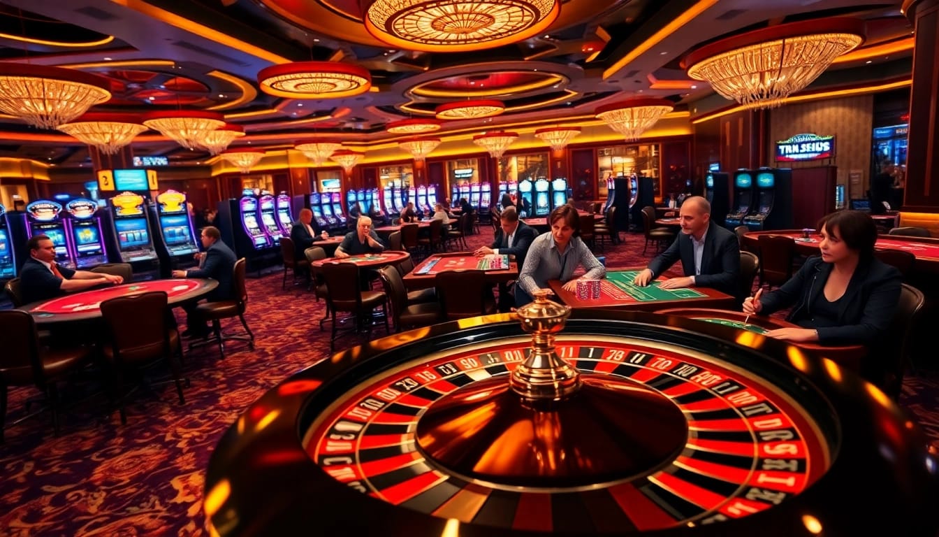 Engaging casino scene featuring roulette and poker at one88 com, showcasing vibrant gameplay.
