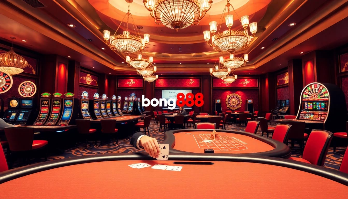 Experience excitement at bong88 trang chủ with immersive casino elements, luxurious gaming atmosphere, and eager players.