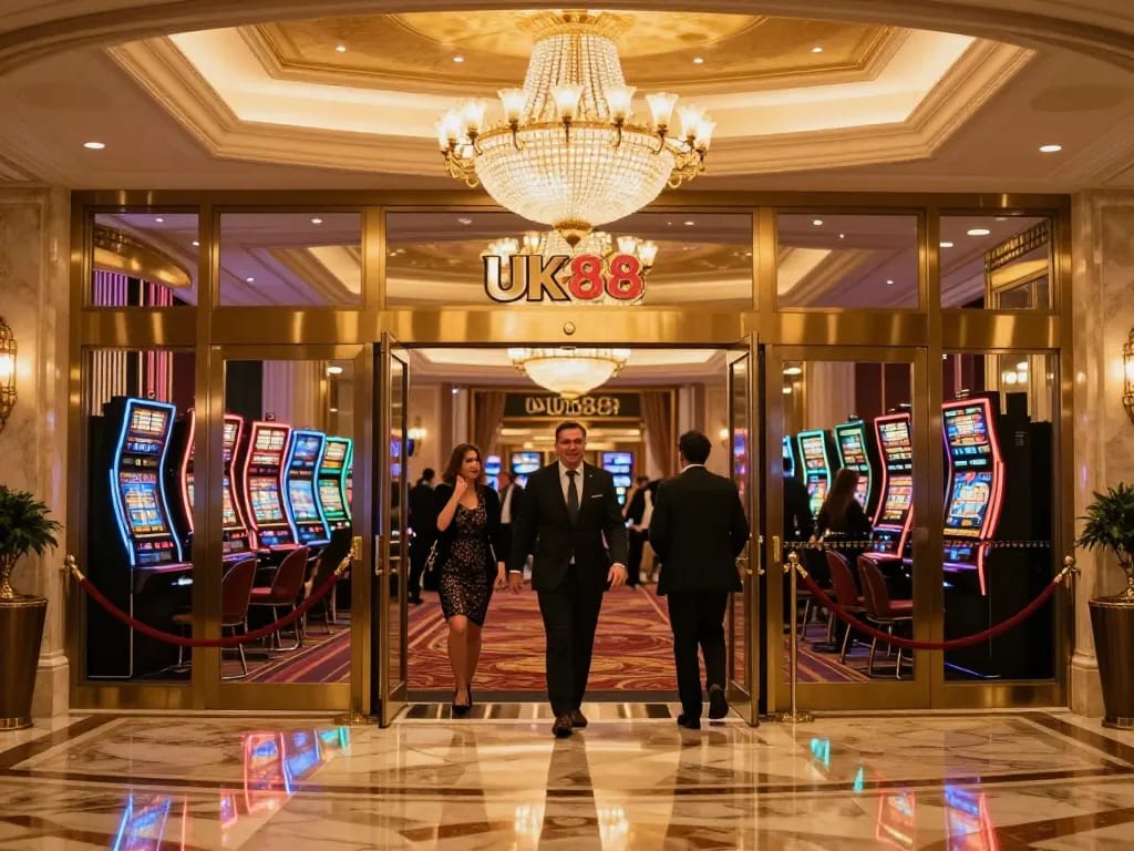 Entering the glamorous UK88 com casino, showcasing luxury and excitement in gambling.