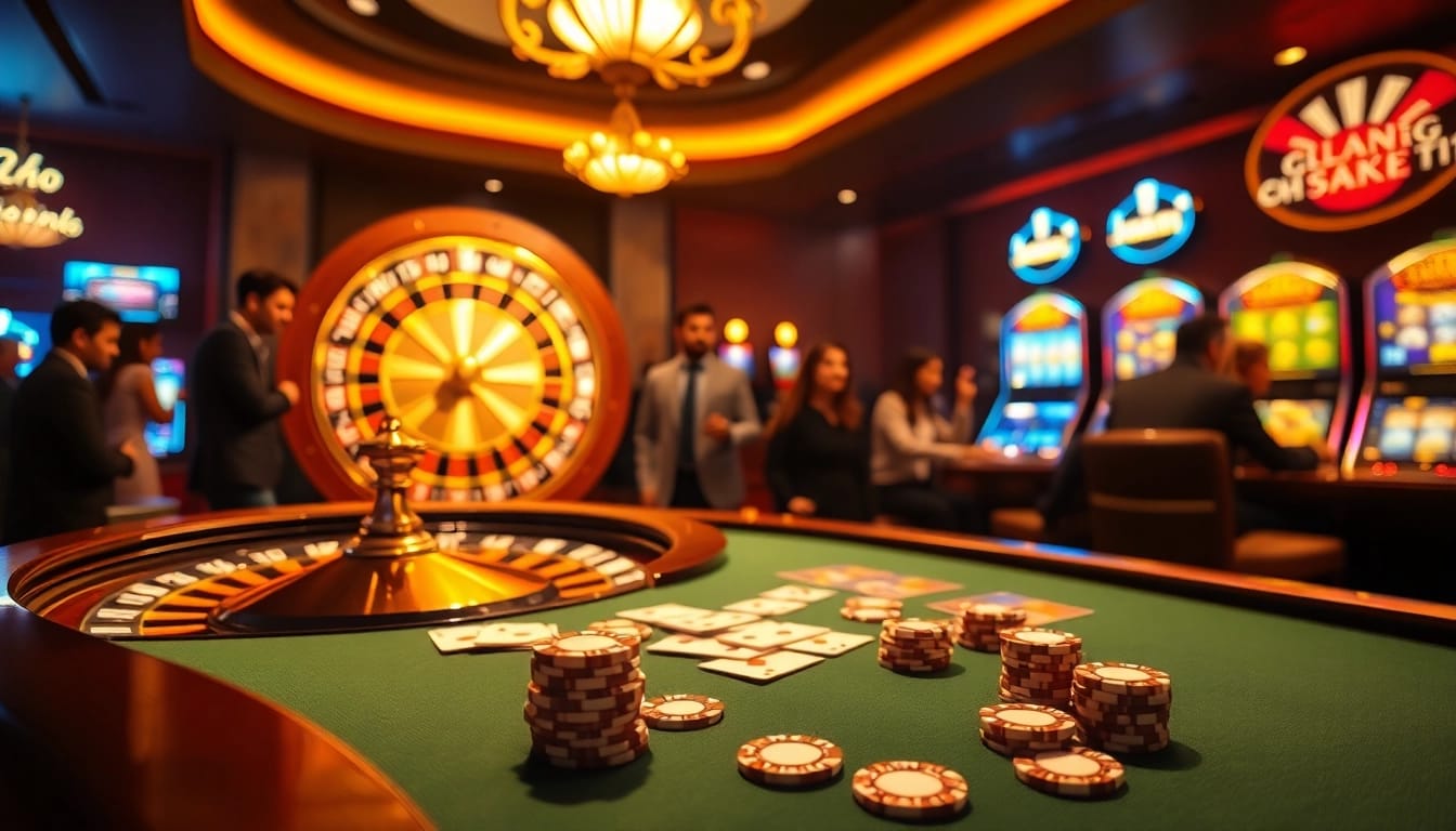 Experience the thrills of https://lucky88.ae.org/ with an elegant casino scene showcasing poker and roulette.