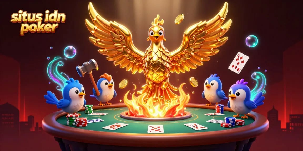 Mainkan situs idn poker yang terpercaya dengan ilustrasi kasino dan elemen menarik.