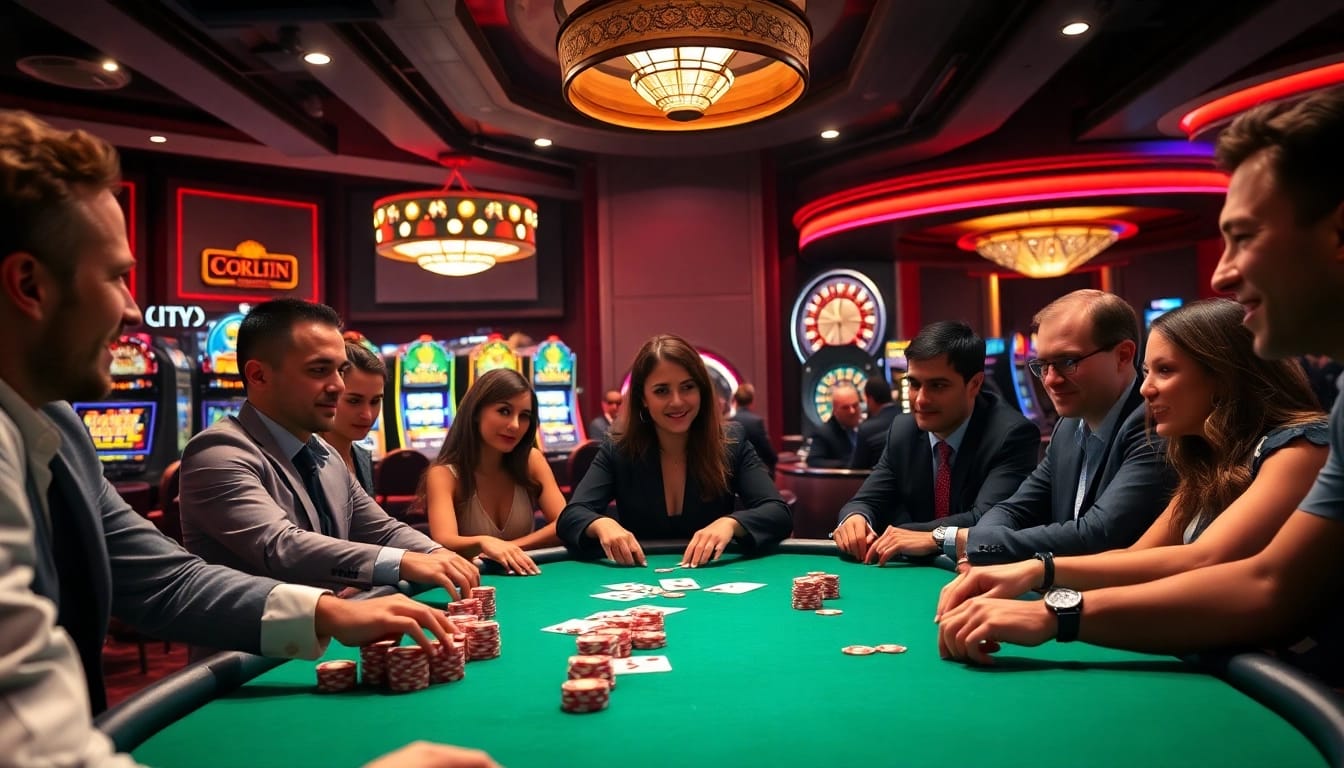 Exciting poker game scene featuring vipwin-themed elements and lively players.