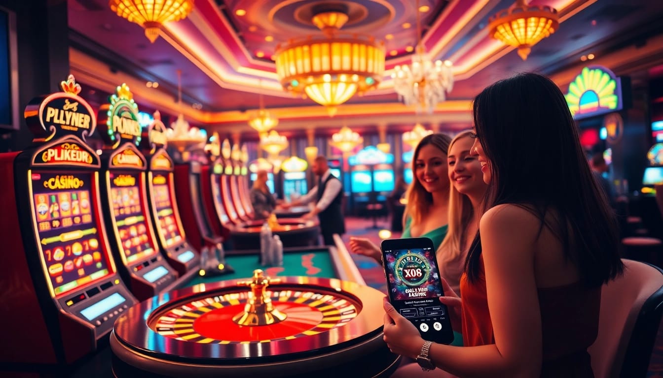 Players enjoying games on the xo88 trang chủ platform in a luxurious casino setting.
