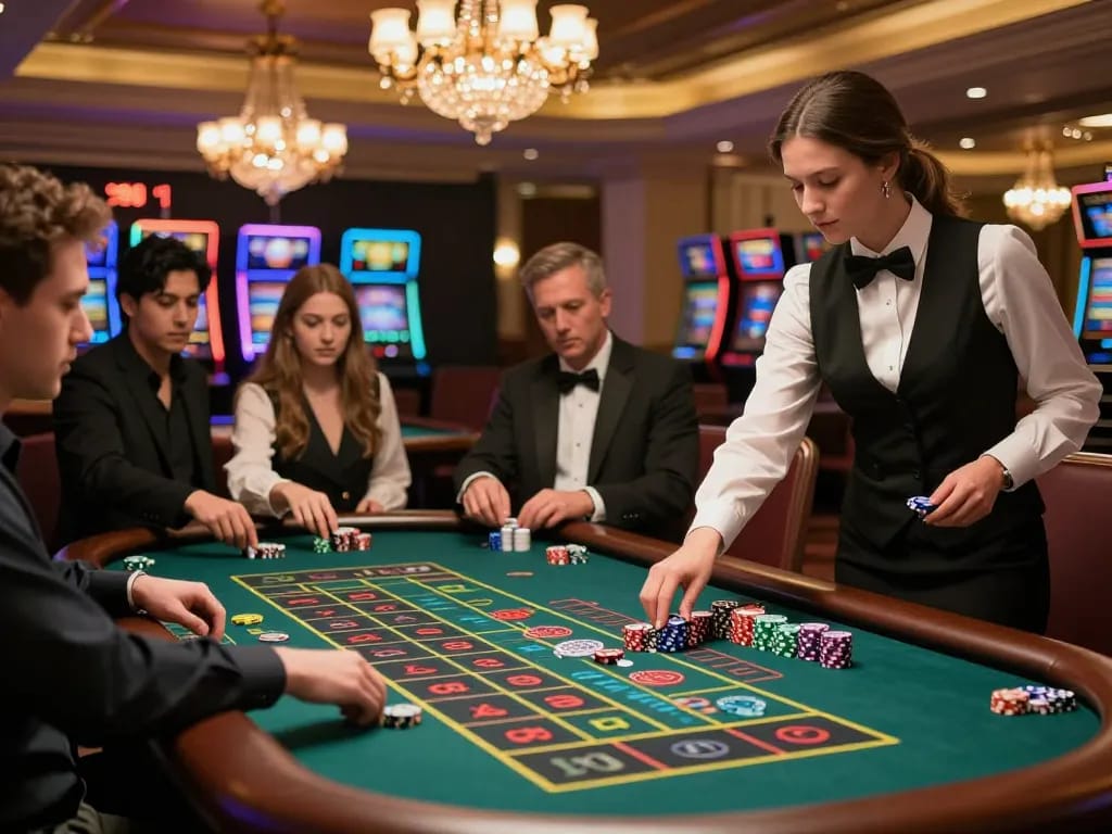 Spelers zijn betrokken bij dynamische roulette-acties bij crystalroll-eu, die een levendige casino-sfeer tonen.