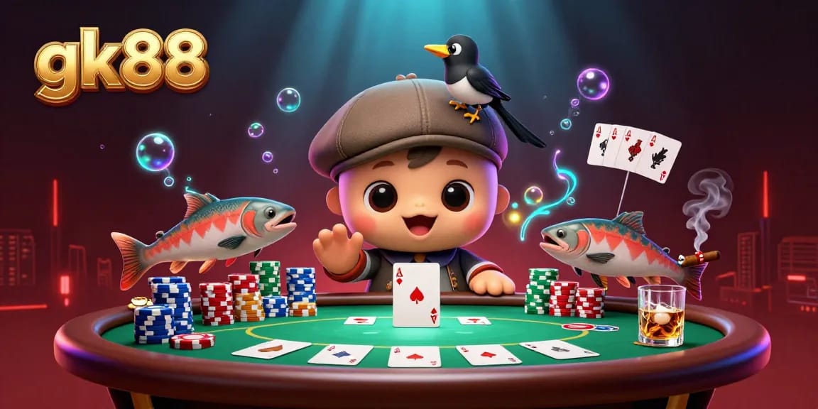 Spin the reels and win big at gk88 with a vibrant casino scene featuring colorful poker elements.