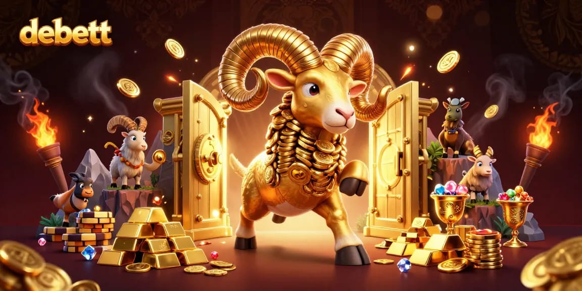 Experience exciting gameplay at debett with dynamic treasures and a charging golden ram.