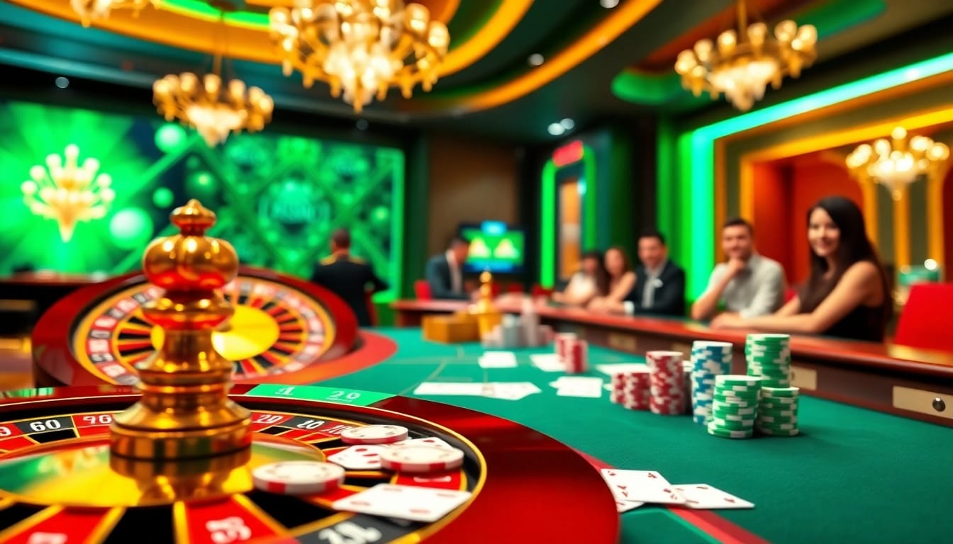 Engage with thrilling games at new88.com, featuring poker chips and roulette wheel action.