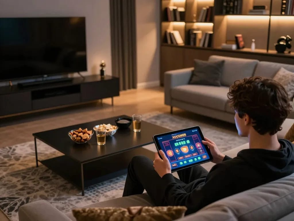 Engaging in online gaming with XOCDIA88 while enjoying a cozy home atmosphere.