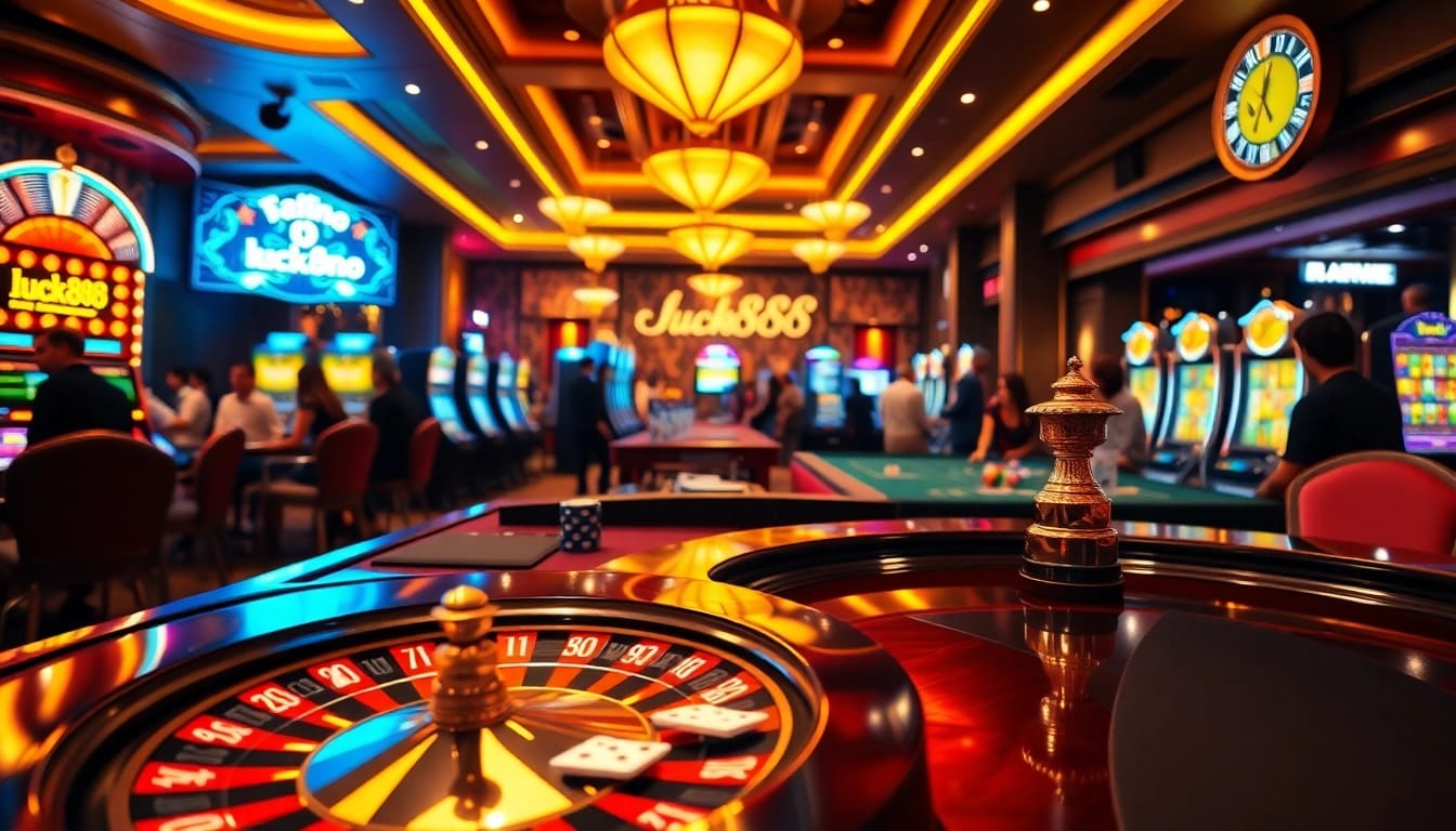 Experience the thrill of luck888 with engaging slot machines and casino games in a vibrant casino scene.
