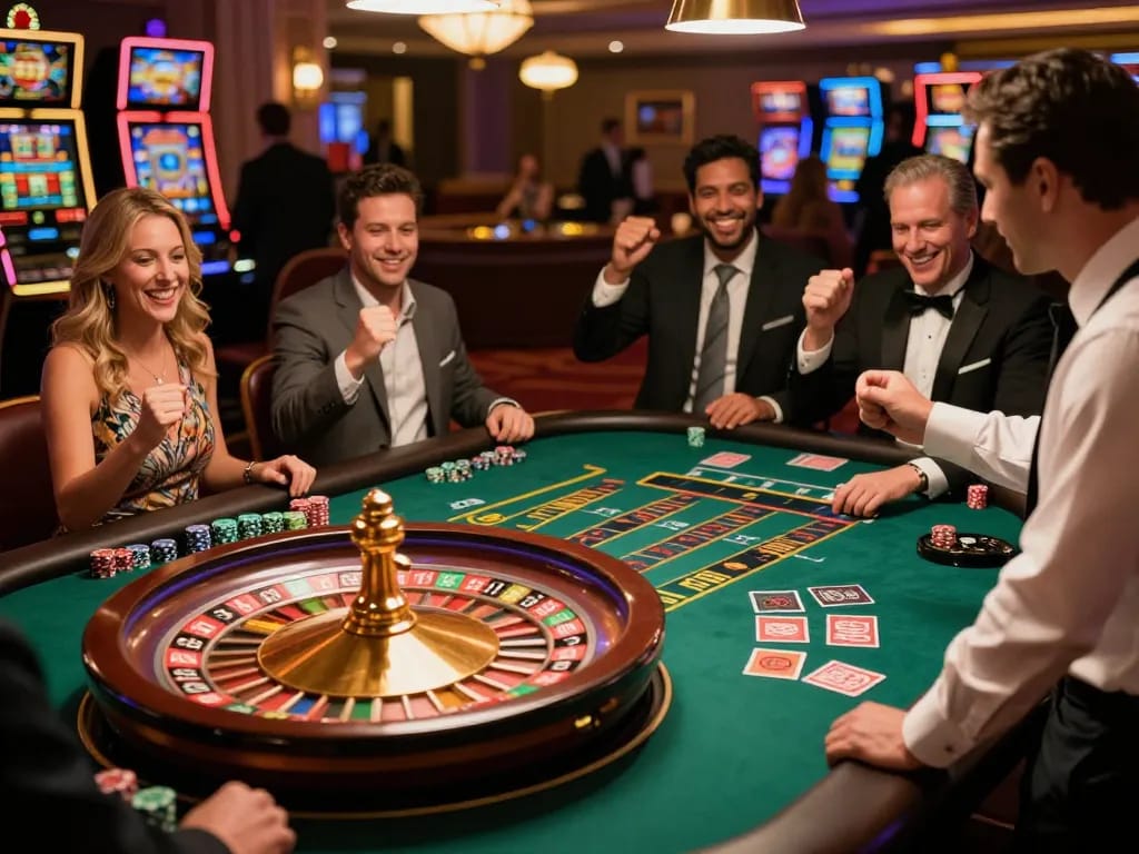 Players enjoying an intense roulette game at the casino, highlighting DA88 excitement and strategy.