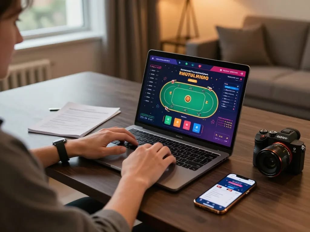 Engaged player exploring DA88 online casino interface during strategic gaming session.