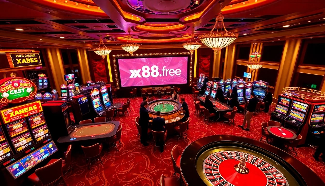 Players enjoying diverse games at xx88.free online casino platform, showcasing excitement and luxury.