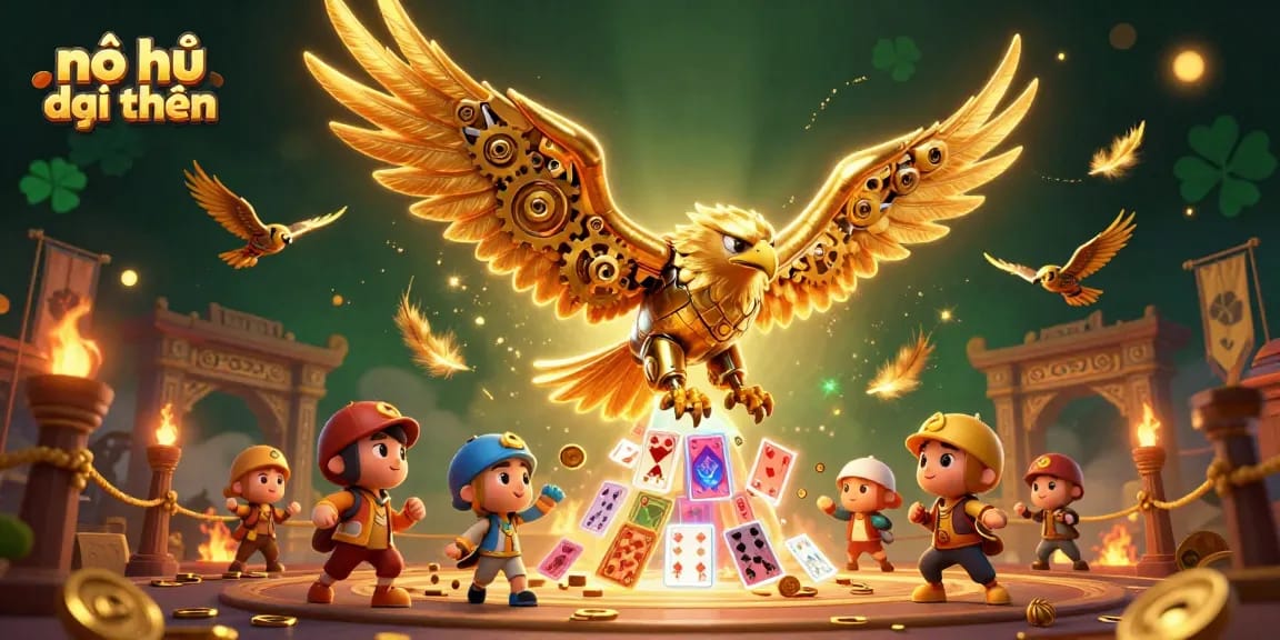 Engage with nổ hũ đổi thưởng in a vibrant 3D illustration showcasing gaming excitement and dynamic elements.