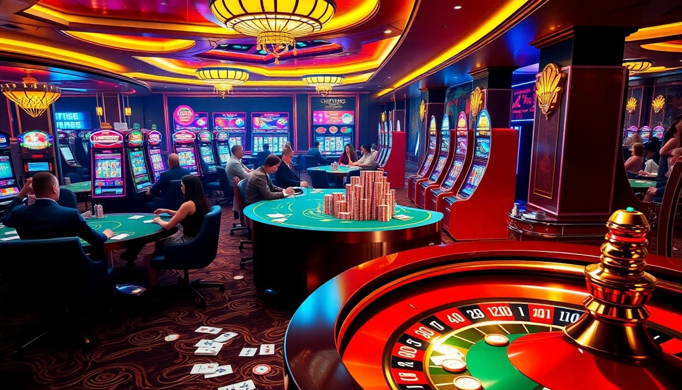 Online gaming experience at https://lode88.ae/ with vibrant casino tables and excited players.