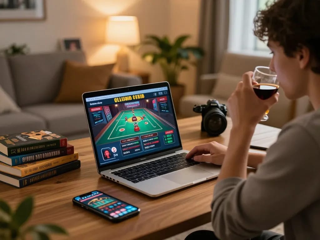 Engaging with online casino gaming on https://88bet.zone/ from a cozy home setup with strategic notes and focus.