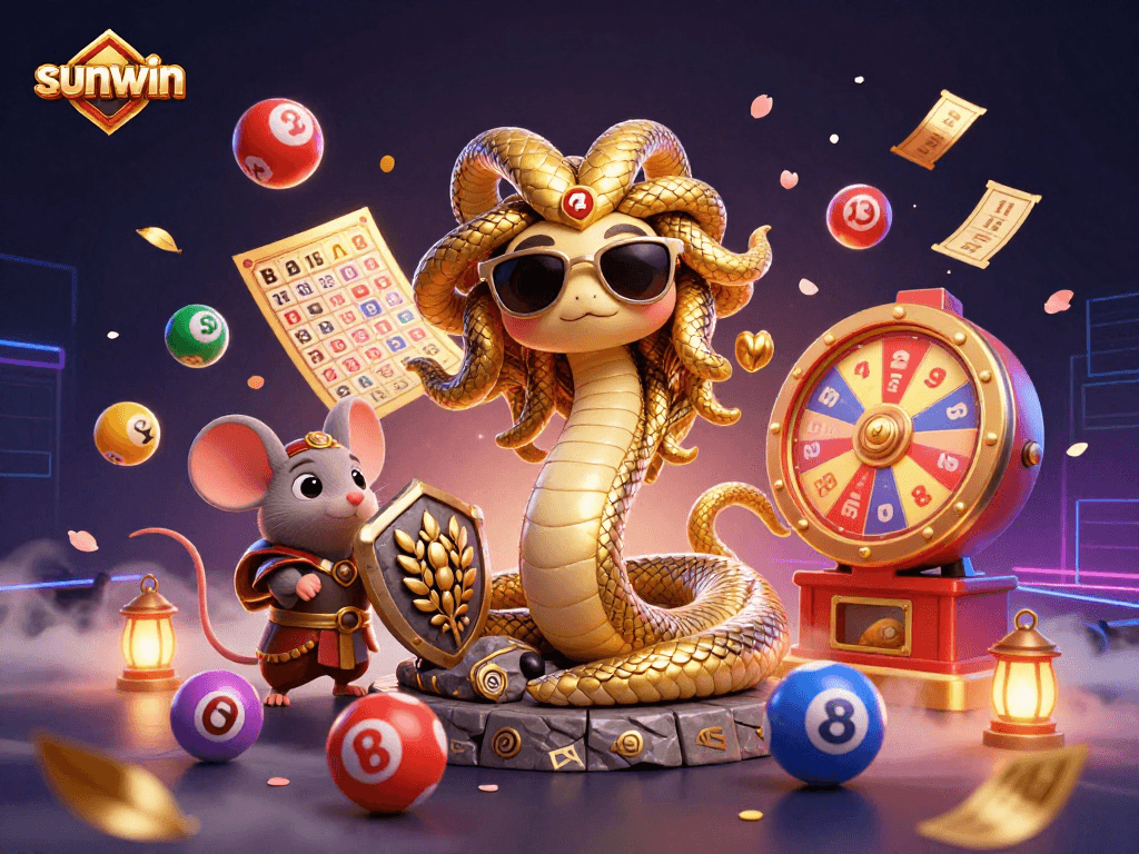 Experience excitement with sunwin as Medusa and a mouse warrior engage in dynamic lottery action.