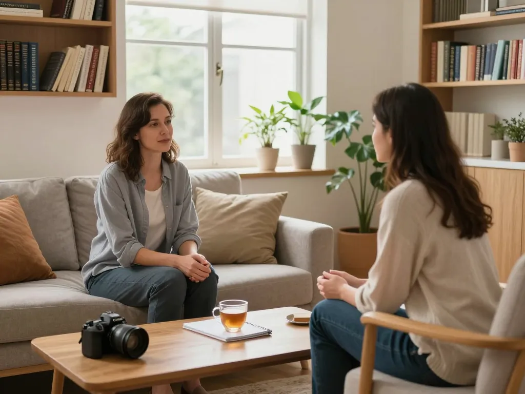 Warme therapiesessie bij emendare-ggz.nl die menselijke verbinding en mentale gezondheidssteun benadrukt