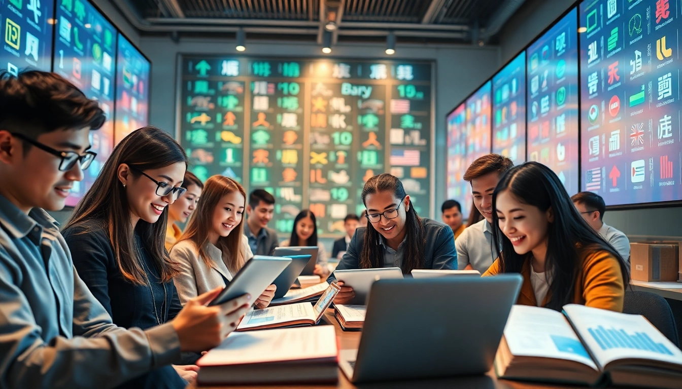 Engaged learners utilizing 有道 translation services in a modern digital study environment.