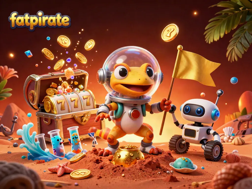 Experience thrilling casino adventures with the fatpirate themed 3D illustration showcasing a vibrant Martian scene.