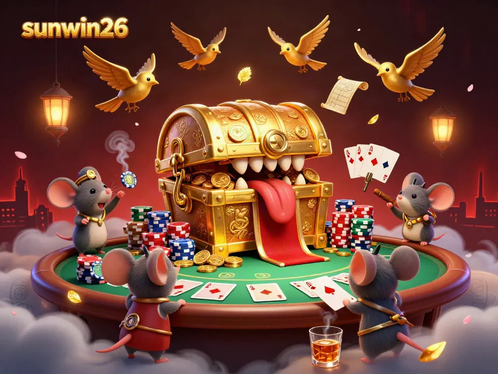 Engage with vibrant gameplay at sunwin26 featuring an animated treasure chest luring adventurer mice.