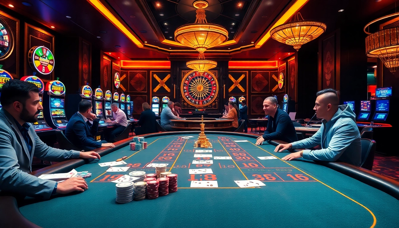 Exciting gambling scene at https://s8.boston/ showcasing poker players enjoying a luxurious casino experience.