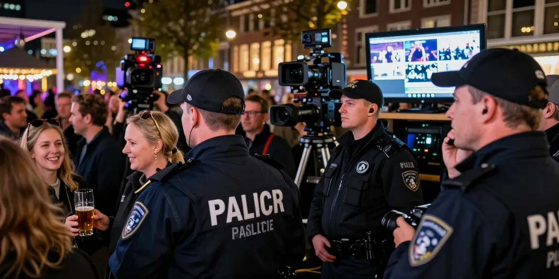Security personnel monitoring a vibrant event in Den Haag, highlighting beveiliging den haag for enhanced safety.