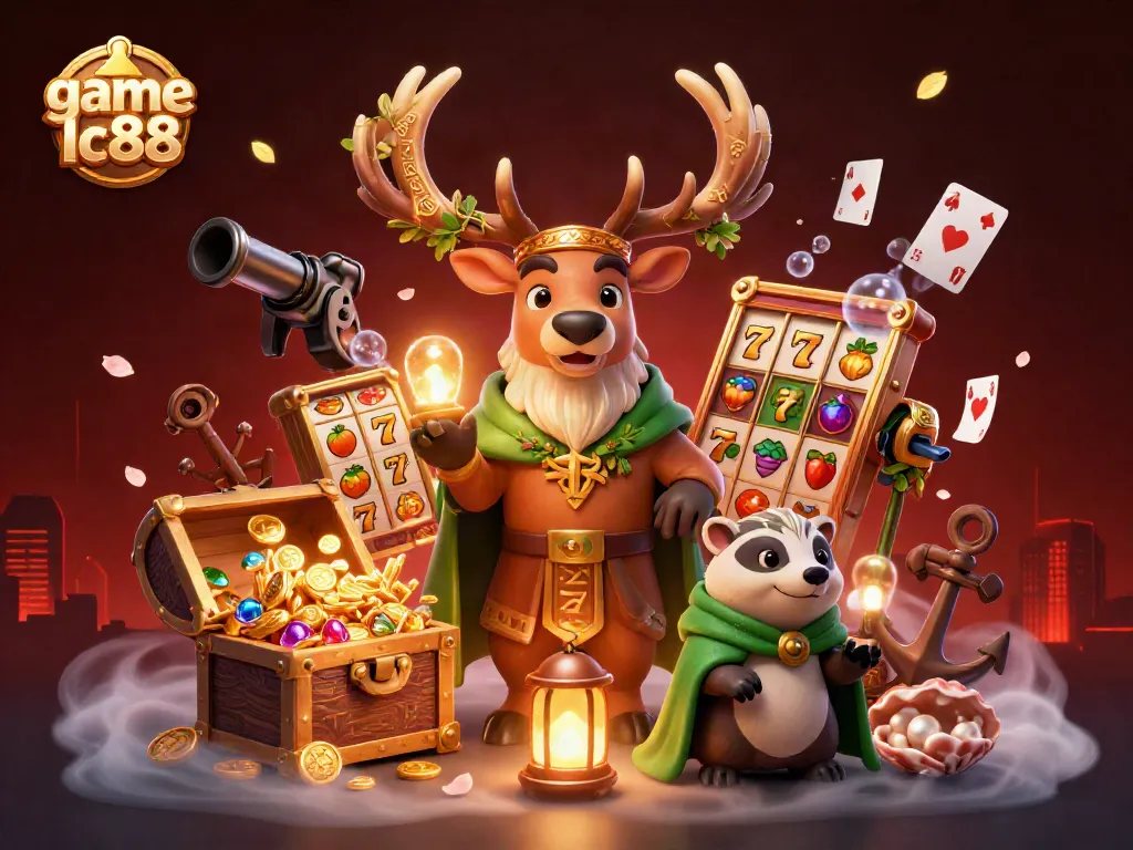 Experience game lc88 with a vibrant illustration of gaming elements and mystical characters.