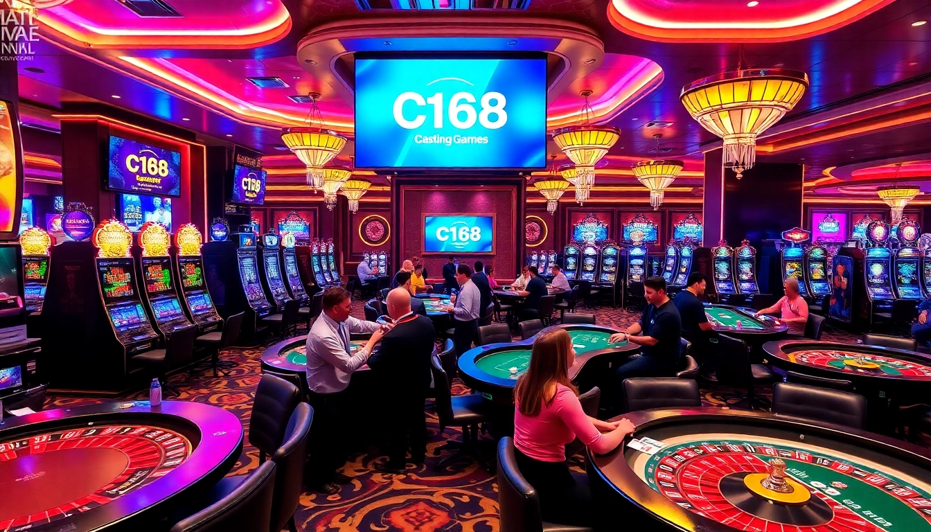 Experience thrilling gaming adventures at C168 Casino with vibrant tables and exciting slot machines.