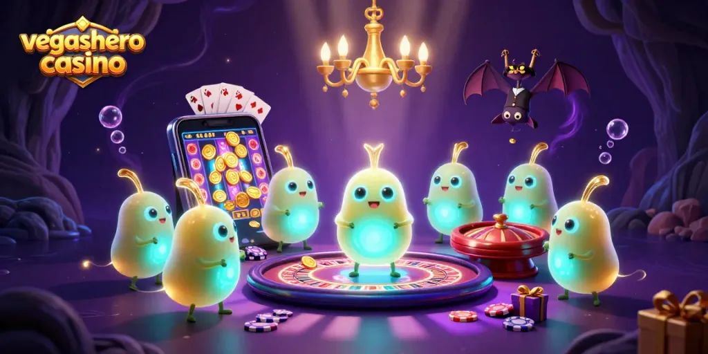 Experience vegashero casino with glowing glowworms lighting a vibrant cave casino.