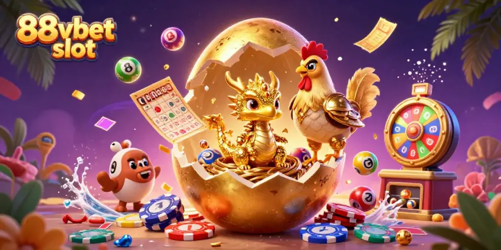 Experience thrilling action with the 88vbet slot in a vibrant 3D casino scene featuring a gold dragon.
