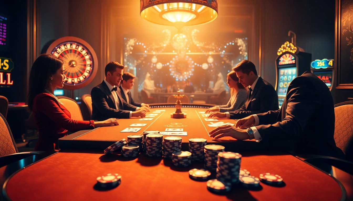 Experience high-stakes play at https://five88sss.com/ featuring luxury casino tables, vibrant roulette wheels, and eager gamblers.